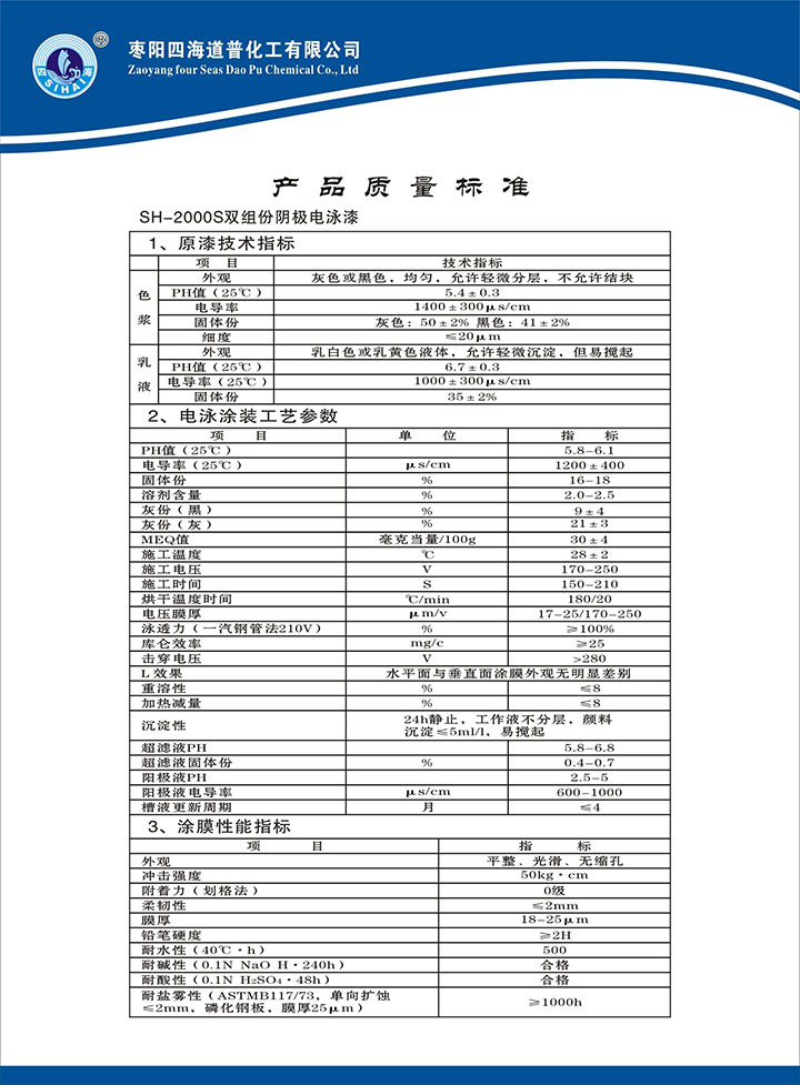 双组份阴极电泳漆